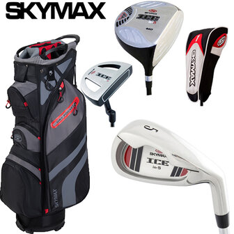 Skymax IX-5 Complete Golfset Heren Staal met Cartbag Zwart/Rood
