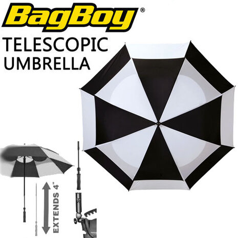 Bagboy Telescopic Umbrella, zwart/wit