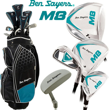 Ben Sayers M8 Complete Golfset Dames Graphite met Cartbag Zwart/Turquoise